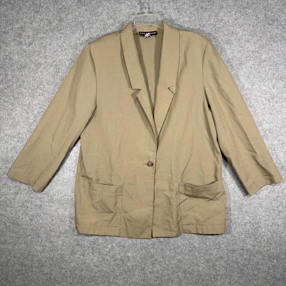 Sag Harbor Jackets & Blazers - Sag Harbor Blazer Women 16 Tan One Button Notched Lapel Vintage Professional